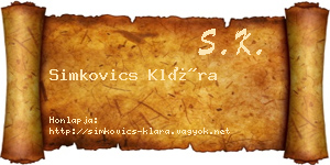 Simkovics Klára névjegykártya
